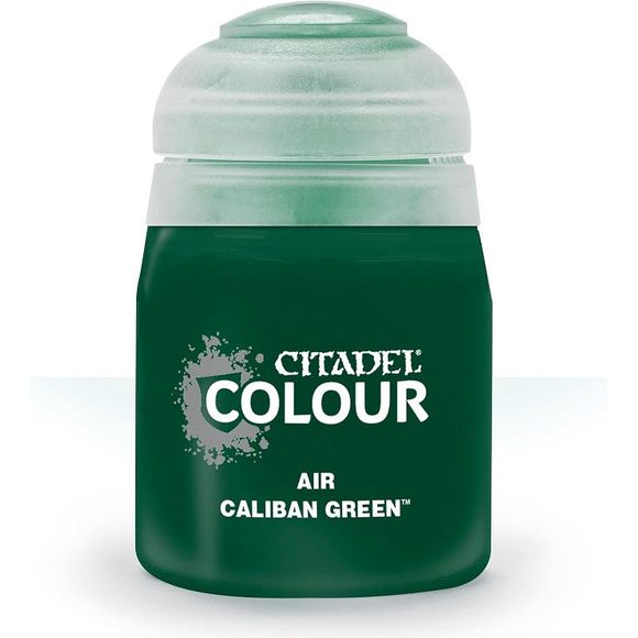 This paint pot contains .8 fl oz of Caliban Green. This watercolor based paint is intended to be used with an airbrush.