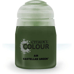 This paint pot contains .8 fl oz of Castellan Green. This watercolor based paint is intended to be used with an airbrush.