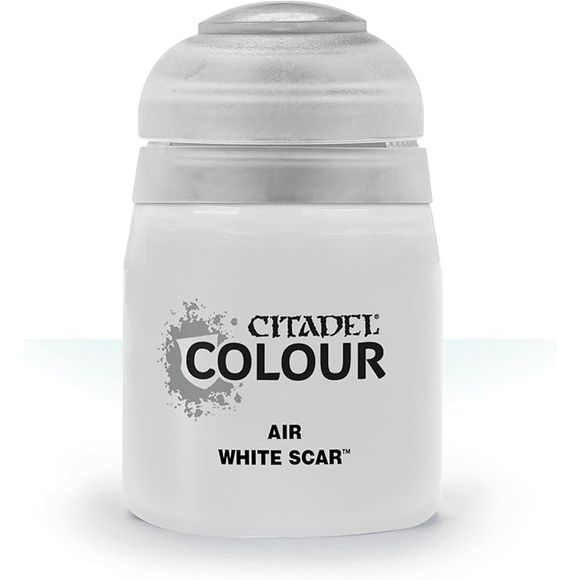 This paint pot contains .8 fl oz of White Scar. This watercolor based paint is intended to be used with an airbrush.