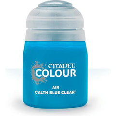 This paint pot contains .8 fl oz of Calth Blue Clear. This watercolor based paint is intended to be used with an airbrush.