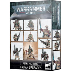 This kit contains:
- 18x Cadian Heads:
– 6x Cadian Cadet heads, with caps bearing a wingless skull
– 6x Masked Cadian heads, with sealed rebreather helmets
– 6x Bare Cadian heads, with a variety of characterful features
- Cadian Shock Trooper Sergeant Upgrade Set:
– 1x Alternate head
– 1x Right arm with belt-fed autogun
– 2x Left arms – one bionic limb and the other holding an ammo belt
- Cadian Shock Trooper Ammo-jack Upgrade Set:
– 1x Alternate head
– 1x Tool pack
– 1x Left arm with ammo tin
– 2x Right