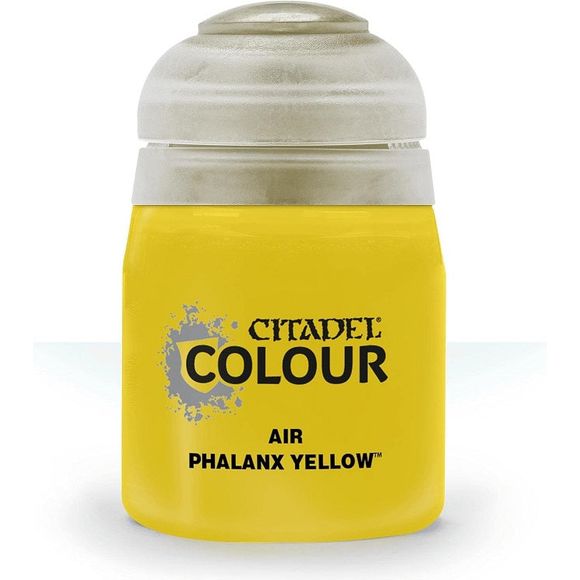 This paint pot contains .8 fl oz of Phalanx Yellow. This watercolor based paint is intended to be used with an airbrush.