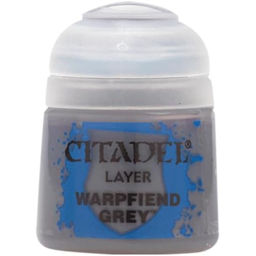 Warpfiend Grey is a Citadel Layer paint. Citadel Layer paints are high quality acrylic paints, and with 70 of them in the Citadel Paint range, you have a huge range of colours and tones to choose from when you paint your miniatures.