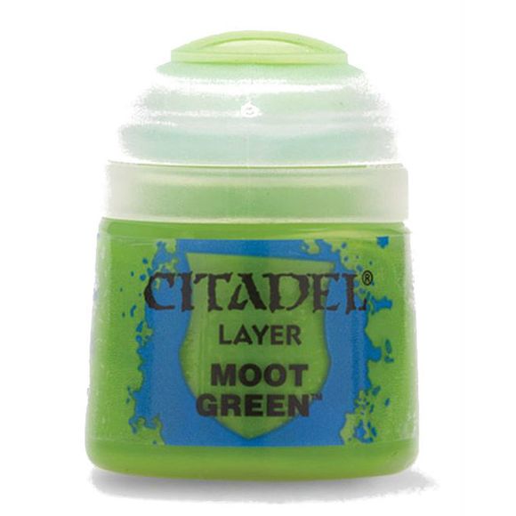 Citadel Layer paints are high quality acrylic paints, and with 70 of them in the Citadel Paint range, you have a huge range of colours and tones to choose from when you paint your miniatures. They are designed to be used straight over Citadel Base paints (and each other) without any mixing. By using several layers you can create a rich, natural finish on your models that looks fantastic on the battlefield. This pot contains 12ml of Moot Green, one of 70 Layer paints in the Citadel Paint range. As with all o