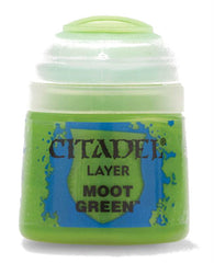Citadel Layer paints are high quality acrylic paints, and with 70 of them in the Citadel Paint range, you have a huge range of colours and tones to choose from when you paint your miniatures. They are designed to be used straight over Citadel Base paints (and each other) without any mixing. By using several layers you can create a rich, natural finish on your models that looks fantastic on the battlefield. This pot contains 12ml of Moot Green, one of 70 Layer paints in the Citadel Paint range. As with all o