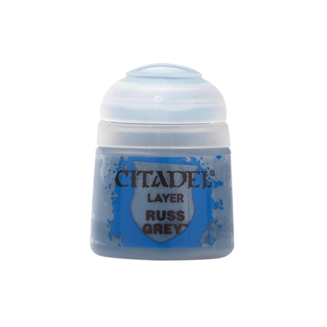 Citadel Layer paints are high quality acrylic paints, and with 70 of them in the Citadel Paint range, you have a huge range of colours and tones to choose from when you paint your miniatures. They are designed to be used straight over Citadel Base paints (and each other) without any mixing. By using several layers you can create a rich, natural finish on your models that looks fantastic on the battlefield. This pot contains 12ml of Russ Grey, one of 70 Layer paints in the Citadel Paint range. As with all of