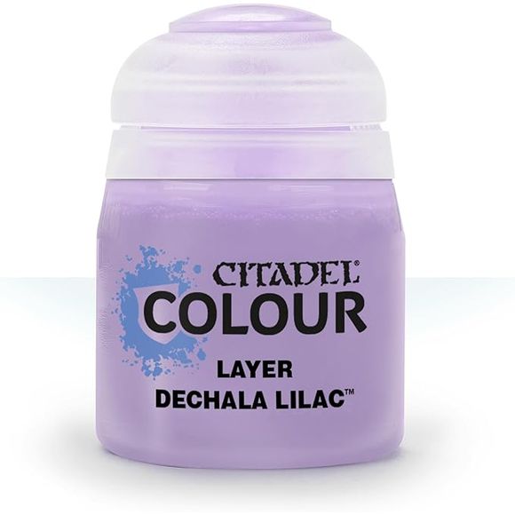 Dechala Lilac is a Citadel Layer paint. Citadel Layer paints are high quality acrylic paints, and with 70 of them in the Citadel Paint range, you have a huge range of colours and tones to choose from when you paint your miniatures.
