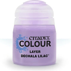 Dechala Lilac is a Citadel Layer paint. Citadel Layer paints are high quality acrylic paints, and with 70 of them in the Citadel Paint range, you have a huge range of colours and tones to choose from when you paint your miniatures.