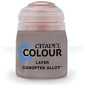 Canoptek Alloy is a Citadel Layer paint. Citadel Layer paints are high quality acrylic paints, and with 70 of them in the Citadel Paint range, you have a huge range of colours and tones to choose from when you paint your miniatures.