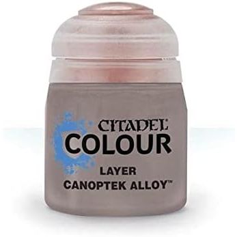 Canoptek Alloy is a Citadel Layer paint. Citadel Layer paints are high quality acrylic paints, and with 70 of them in the Citadel Paint range, you have a huge range of colours and tones to choose from when you paint your miniatures.