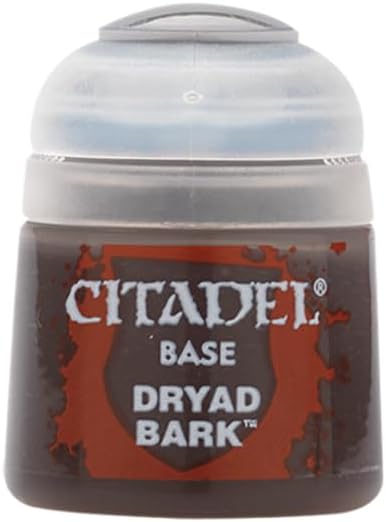 Citadel Base paints are high quality acrylic paints specially formulated for base coating your miniatures quickly and easily. They are designed to give a smooth matte finish over black or white undercoats with a single layer. This pot contains 12ml of Dryad Bark, one of 34 Base paints in the Citadel Paint range. As with all of our paints, it is a non-toxic, water-based acrylic paint designed for use on plastic, metal, and resin Citadel miniatures