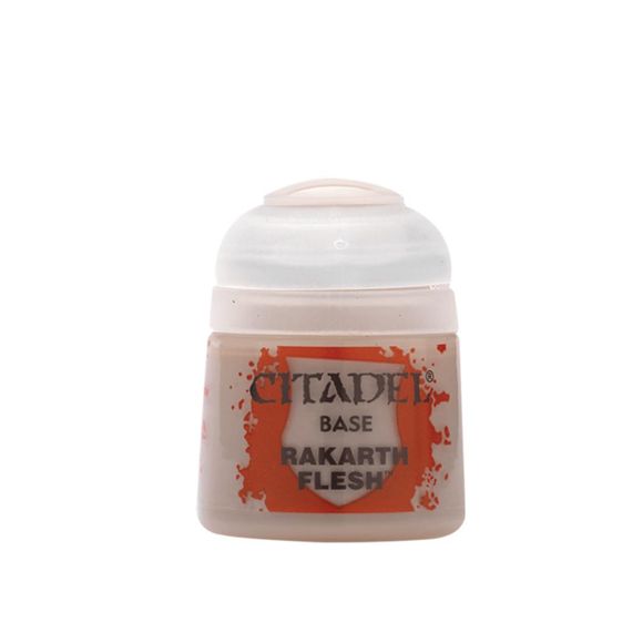 Rakarth Flesh is a Citadel Base paint. Citadel Base paints are high quality acrylic paints specially formulated for basecoating your Citadel miniatures quickly and easily. They are designed to give a smooth matte finish over black or white undercoats with a single layer. This pot contains 12ml of Rakarth Flesh, one of 34 Base paints in the Citadel Paint range. As with all of our paints, it is a non-toxic, water-based acrylic paint designed for use on plastic, metal, and resin Citadel miniatures.