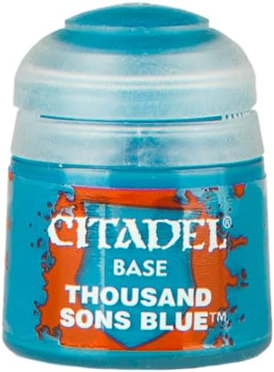 Citadel Base paints are high quality acrylic paints specially formulated for base coating your miniatures quickly and easily. They are designed to give a smooth matte finish over black or white undercoats with a single layer. This pot contains 12ml of Thousand Sons Blue, one of 34 Base paints in the Citadel Paint range. As with all of our paints, it is a non-toxic, water-based acrylic paint designed for use on plastic, metal, and resin Citadel miniatures