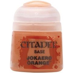 Jokaero Orange is a Citadel Base paint. Citadel Base paints are high quality acrylic paints specially formulated for basecoating your Citadel miniatures quickly and easily. They are designed to give a smooth matte finish over black or white undercoats with a single layer. This pot contains 12ml of Jokaero Orange. As with all of our paints, it is a non-toxic, water-based acrylic paint designed for use on plastic, metal, and resin Citadel miniatures.