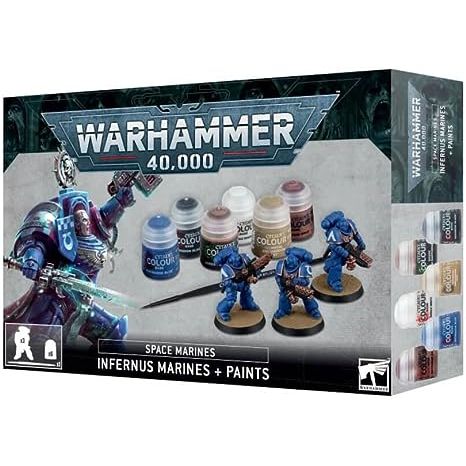 Three push-fit models, six paints, and a starter brush
Features moulded squad markings and Ultramarines iconography
The miniatures in this set are supplied with the appropriate bases and come unassembled and unpainted
