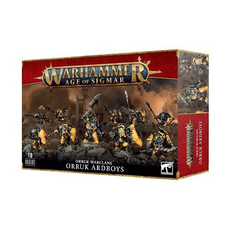 This multipart plastic kit builds 10 Orruk Ardboyz. This kit comprises 98 plastic components, and comes with 10x Citadel 32mm Round Bases. These miniatures are supplied unpainted and require assembly – we recommend using Citadel Plastic Glue and Citadel Colour paints.