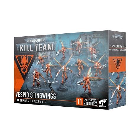 This multipart plastic kit builds 10 Vespid Stingwings and 1 Oversight Drone. This kit contains 109 plastic components, 10x Citadel 28.5mm Round Bases, and 1x Citadel 25mm Round Base.
These miniatures are supplied unpainted and require assembly – we recommend using Citadel Plastic Glue and Citadel Colour paints. Contains 27 double-sided Vespid Stingwings tokens.