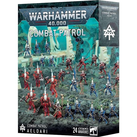 Launch day of 3/15/2025
This box contains 24 plastic miniatures. It is an excellent way to immediately start playing Warhammer.
This set includes the following multipart plastic miniatures:
– 1x Spiritseer
– 5x Wraithblades (which can alternatively be built as Wraithguard)
– 5x Warp Spiders with 1x Aspect Shrine token
– 10x Dire Avengers with 2x Aspect Shrine tokens
This kit comprises 320 plastic components, 15x Citadel 28.5mm Round Bases, 5x Citadel 40mm Round Bases, and 4x Citadel 25mm Round Bases. This