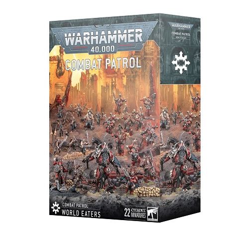 Release Date May 10th, 2025
This box contains 22 plastic miniatures. It is an excellent way to immediately start playing Warhammer.
This set includes the following multipart plastic miniatures:
– 1x Daemon Prince
– 1x Master of Executions
– 10x Khorne Berzerkers
– 10x Jakhals
This kit comprises 358 plastic components, 1x Citadel 60mm Round Base, 2x Citadel 40mm Round Bases, 10x Citadel 28.5mm Round Bases, and 10x Citadel 32mm Round Bases. This set also includes 2x World Eaters transfer sheets, each contai