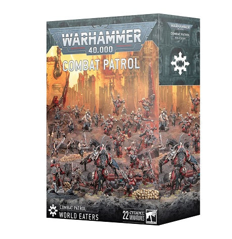 Release Date May 10th, 2025
This box contains 22 plastic miniatures. It is an excellent way to immediately start playing Warhammer.
This set includes the following multipart plastic miniatures:
– 1x Daemon Prince
– 1x Master of Executions
– 10x Khorne Berzerkers
– 10x Jakhals
This kit comprises 358 plastic components, 1x Citadel 60mm Round Base, 2x Citadel 40mm Round Bases, 10x Citadel 28.5mm Round Bases, and 10x Citadel 32mm Round Bases. This set also includes 2x World Eaters transfer sheets, each contai