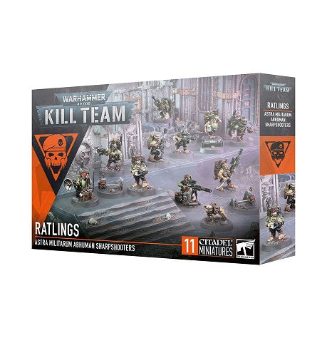 This multipart plastic kit builds 10 Ratlings, a Ratling Battlemutt, an Ammo Cache marker, and two Tripwire markers. This kit comprises 128 plastic components, 1x Citadel 28mm Round Base, and 15x Citadel 25mm Round Bases. These miniatures require assembly and are supplied unpainted – we recommend using Citadel Plastic Glue and Citadel Colour paints.