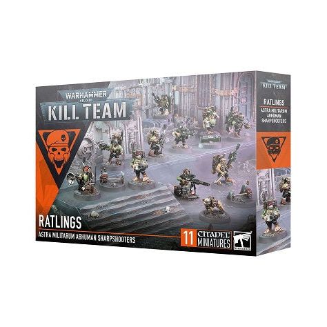This multipart plastic kit builds 10 Ratlings, a Ratling Battlemutt, an Ammo Cache marker, and two Tripwire markers. This kit comprises 128 plastic components, 1x Citadel 28mm Round Base, and 15x Citadel 25mm Round Bases. These miniatures require assembly and are supplied unpainted – we recommend using Citadel Plastic Glue and Citadel Colour paints.