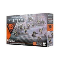 This multipart plastic kit builds 10 Ratlings, a Ratling Battlemutt, an Ammo Cache marker, and two Tripwire markers. This kit comprises 128 plastic components, 1x Citadel 28mm Round Base, and 15x Citadel 25mm Round Bases. These miniatures require assembly and are supplied unpainted – we recommend using Citadel Plastic Glue and Citadel Colour paints.