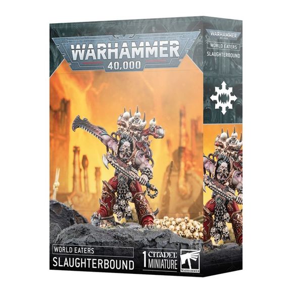 This multipart plastic kit builds one Slaughterbound. This kit comprises 25 plastic components, and 1x Citadel 50mm Round Base. This miniature requires assembly and is supplied unpainted – we recommend using Citadel Plastic Glue and Citadel Colour paints.