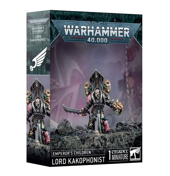 This product has a release date of 05/26/2025.
This multipart plastic kit builds one Lord Kakophonist. This kit comprises 18 plastic components, and 1x Citadel 40mm Round Base. This miniature requires assembly and is supplied unpainted – we recommend using Citadel Plastic Glue and Citadel Colour paints.