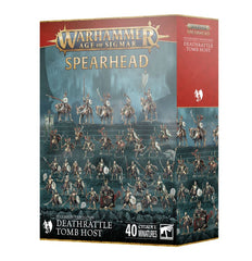 This boxed set builds 40 multipart plastic Soulblight Gravelords miniatures:
– 1x Wight King
– 5x Barrow Knights
– 10x Barrow Guard
– 20x Deathrattle Skeletons with 4x Tombstones
The kit comprises 287 plastic components, 5x Citadel 60mm by 35mm Oval Bases, 1x Citadel 32mm Round Base, 10x Citadel 28.5mm Round Bases, and 24x Citadel 25mm Round Bases. These miniatures require assembly and are supplied unpainted – we recommend using Citadel Plastic Glue and Citadel Colour paints.