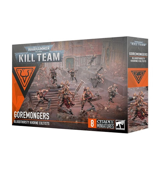 This multipart plastic kit builds 8 Goremongers. Inside the box, you will also find a sheet of 38 double-sided Goremongers tokens. This kit comprises 85 plastic components, and 8x Citadel 32mm Round Bases. These miniatures require assembly and are supplied unpainted – we recommend using Citadel Plastic Glue and Citadel Colour paints.