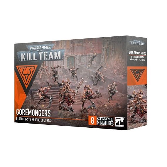 This multipart plastic kit builds 8 Goremongers. Inside the box, you will also find a sheet of 38 double-sided Goremongers tokens. This kit comprises 85 plastic components, and 8x Citadel 32mm Round Bases. These miniatures require assembly and are supplied unpainted – we recommend using Citadel Plastic Glue and Citadel Colour paints.