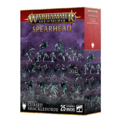 This boxed set builds 25 multipart plastic Nighthaunt miniatures:
– 1x Spirit Torment
– 2x Chainghasts
– 2x Dreadblade Harrows
– 10x Dreadscythe Harridans
– 10x Bladegheist Revenants
The kit comprises 127 plastic components including 2x scenic 60mm Oval Bases, 22x Citadel 32mm Round Bases, and 1x Citadel 40mm Round Base.
These miniatures require assembly and are supplied unpainted – we recommend using Citadel Plastic Glue and Citadel Colour paints.