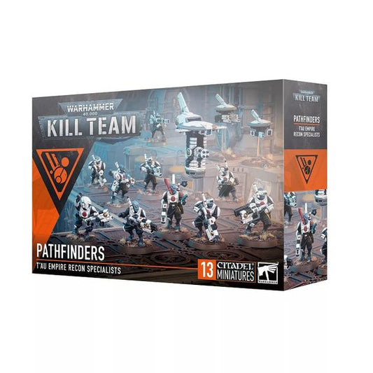 This multipart plastic kit builds a squad of 10 Pathfinders with three accompanying drones for use in games of Kill Team or with T’au Empire armies in Warhammer 40,000.
This set comprises 183 plastic components and is supplied with 10x Citadel 25mm Round Bases, 3x Citadel Small Flying Bases, 1x Citadel Long Flying Stems, and 2x Citadel Small Flying Stems. This set also includes 1x T’au Empire Infantry Transfer Sheet containing 185 high-quality waterslide transfers for you to use to decorate your models.
Th