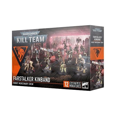 This multipart plastic kit builds 10 Kroot mercenaries and 2 Kroot Hounds. This kit contains 142 plastic components, and comes with 10x Citadel 28.5mm Round Bases, a sheet of 39 double-sided Farstalker Kinband tokens, 1x Citadel 28mm Round Base, and 1x Citadel 32mm Round Base.
These miniatures are supplied unpainted and require assembly – we recommend using Citadel Plastic Glue and Citadel Colour paints.