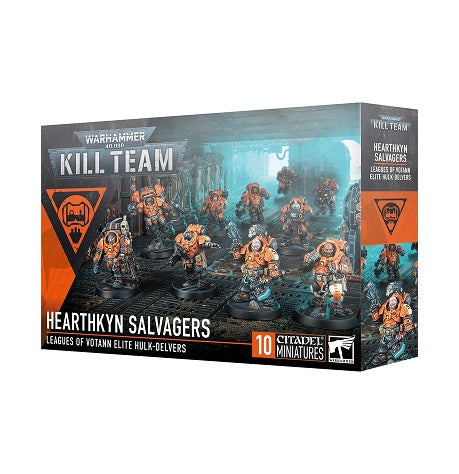 This multipart plastic kit builds 10 Hearthkyn Salvagers. This kit contains 199 plastic components, a sheet of 39 double-sided Hearthkyn Salvager tokens, and 10x Citadel 28.5mm Round Bases. This set also includes 1x Leagues of Votann Transfer Sheet containing 555 high-quality waterslide transfers for you to use to decorate your models.
These miniatures are supplied unpainted and require assembly – we recommend using Citadel Plastic Glue and Citadel Colour paints.