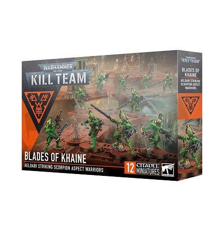 This multipart plastic kit builds 10 Striking Scorpion Aspect Warriors. This kit contains 168 plastic components, 10x Citadel 28.5mm Round Bases, a sheet of 38 double-sided Blades of Khaine tokens, and 2x Citadel 25mm Round Bases. This set also includes 1x Craftworlds Transfer Sheet containing 378x high-quality waterslide transfers for you to use to decorate your models.
These miniatures are supplied unpainted and require assembly – we recommend using Citadel Plastic Glue and Citadel Colour paints.