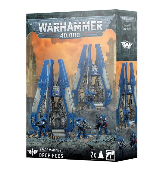 Release Date 7/12
This multipart plastic kit builds two Drop Pods. This kit comprises 66 plastic components. These miniatures require assembly and are supplied unpainted – we recommend using Citadel Plastic Glue and Citadel Colour paints.