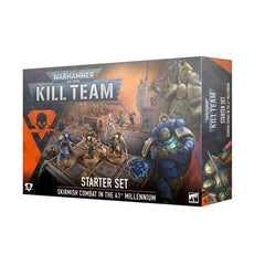 Inside the box, you will find:
– 14x Citadel Miniatures
– 7x Angels of Death Kill Team operatives, cast in blue plastic
– 7x Plague Marine Kill Team operatives, cast in green plastic
– 1x 64-page Kill Team Starter Handbook
– 1x Kill Team token sheet containing 92x tokens
– 2x reference sheets
– 10x D6 dice
– 1x double-sided game board
– 3x sheets of slot-together MDF terrain
The miniatures in this set are each supplied with a sculpted base. These push-fit miniatures are designed to be pushed off their fra