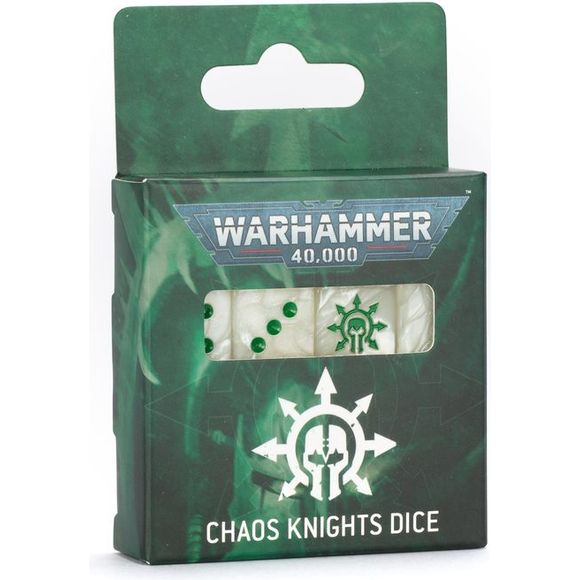 Release Date: 6/21/25
Contents:
– 16x square-cornered D6 dice, each measuring 16x16x16mm. Each die is in the color of the Chaos Knights faction, and has the faction symbol.