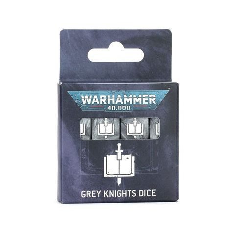 Release Date: 8/09
Contents:
– 16x square-cornered D6 dice, each measuring 16x16x16mm. Each die is in the color of the Grey Knights faction, and has the faction symbol.