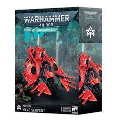 This boxed set contains 1 multi-part plastic Aeldari Wave Serpent. This kit comprises 57 plastic components, 2x clear plastic components, 1x 60mm Flying Base, and 2x flying stems. This set also includes 1x Aeldari Transfer Sheet containing 378 waterslide transfers to customise your models.
This miniature is supplied unassembled and unpainted – we recommend Citadel Plastic Glue and Citadel Colour paints.