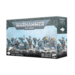 Release Date 7/12
This multipart plastic kit builds 10 Grey Hunters. This kit comprises 218 plastic components, 10x Citadel 32mm Round Bases, and 1x Space Wolves Army Set Transfer Sheet containing 419 high-quality waterslide transfers to decorate your miniatures.
These miniatures require assembly and are supplied unpainted – we recommend using Citadel Plastic Glue and Citadel Colour paints.