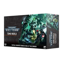 Release Date 9/13/2025.
This boxed set contains:
– 80-page softcover Kill Team: Tomb World Dossier
– Deathwatch Kill Team:10x multipart plastic miniatures.
– Canoptek Circle Kill Team: 1x Geomancer, 2x Tomb Crawlers, and 5x Macrocyte Warriors.
– Necron Warriors and Canoptek Scarab Swarm: This set of multipart plastic miniatures builds 10x Necron Warriors, and 3x Canoptek Scarab Swarms.
– Killzone: Tomb World: A double-sided folding game board, along with a set of 25x modular Tomb World terrain pieces consis
