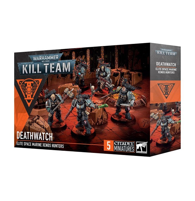 Release date 11/22
This multipart plastic kit builds five Deathwatch miniatures.
This kit comprises 146 plastic components, 1x Citadel 40mm Round Base, and 4x Citadel 32mm Round Bases. These miniatures require assembly and are supplied unpainted – we recommend using Citadel Plastic Glue and Citadel Colour paints.