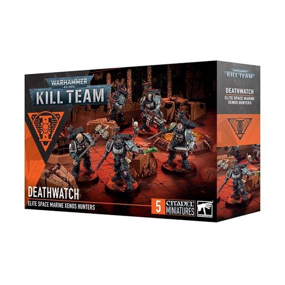 Release date 11/22
This multipart plastic kit builds five Deathwatch miniatures.
This kit comprises 146 plastic components, 1x Citadel 40mm Round Base, and 4x Citadel 32mm Round Bases. These miniatures require assembly and are supplied unpainted – we recommend using Citadel Plastic Glue and Citadel Colour paints.