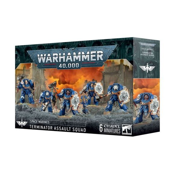 This multipart plastic kit builds five Assault Terminators. This kit comprises 144 plastic components, 5x Citadel 40mm Round Bases, and 1x Citadel 25mm Round Base. These miniatures require assembly and are supplied unpainted – we recommend using Citadel Plastic Glue and Citadel Colour paints.