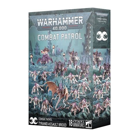 Release Date of 8/9/2025
This set builds 18 plastic Tyranid miniatures:
– 1x Parasite of Mortrex
– 3x Tyrant Guard (which can alternatively be built as Hive Guard)
– 1x Biovore (which can alternatively be built as a Pyrovore)
– 3x Spore Mines
– 10x Genestealers
This kit comprises 260 plastic components, 1x Citadel 80mm Round Base, 1x Citadel 40mm Round Base, 3x Citadel 25mm Round Base, 3x Citadel 50mm Round Bases, and 10x Citadel 32mm Round Bases.
These miniatures require assembly and are supplied unpainted