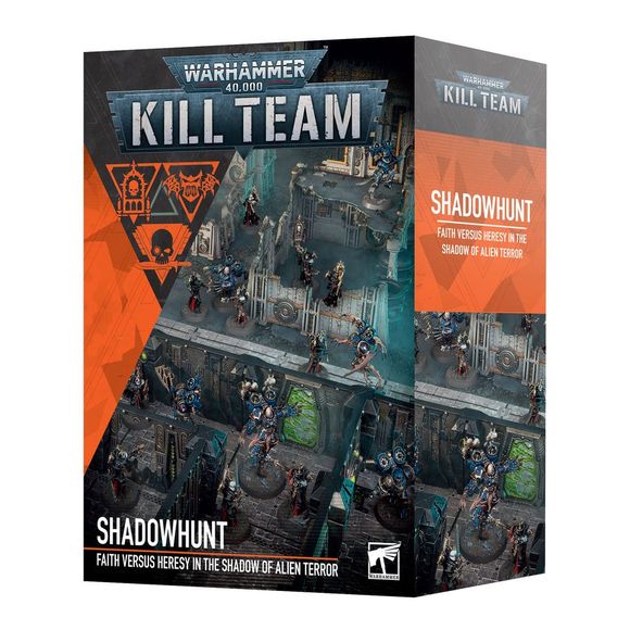 This boxed set contains:
– 6x Murderwing operatives
– 10x Celestian Insidiants operatives
– 1x 88-page softcover Shadowhunt Dossier
– 1x combined sheet containing 76x double-sided tokens
– 2x double-sided game boards
– 74x datacards, with one set for each kill team
– 1x Adepta Sororitas Transfer Sheet containing 290 high-quality transfers
– 1x Chaos Space Marines Transfer Sheet containing 364 high-quality transfers
This set comprises 331 plastic components, 15x Citadel 32mm Round Bases, and 1x Citadel 40mm