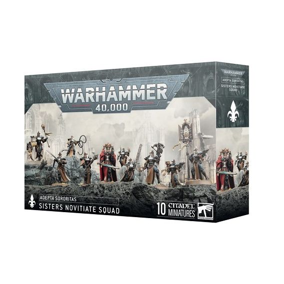 This product has a release date of 9/13/2025
This multipart plastic kit builds 10 Sisters Novitiate. This kit comprises 128 plastic components, 1x Citadel 32mm Round Base, 10x Citadel 28.5mm Round Bases, and 1x Adepta Sororitas Transfer Sheet containing 290 high-quality waterslide transfers to decorate your miniatures.
These miniatures require assembly and are supplied unpainted – we recommend using Citadel Plastic Glue and Citadel Colour paints.